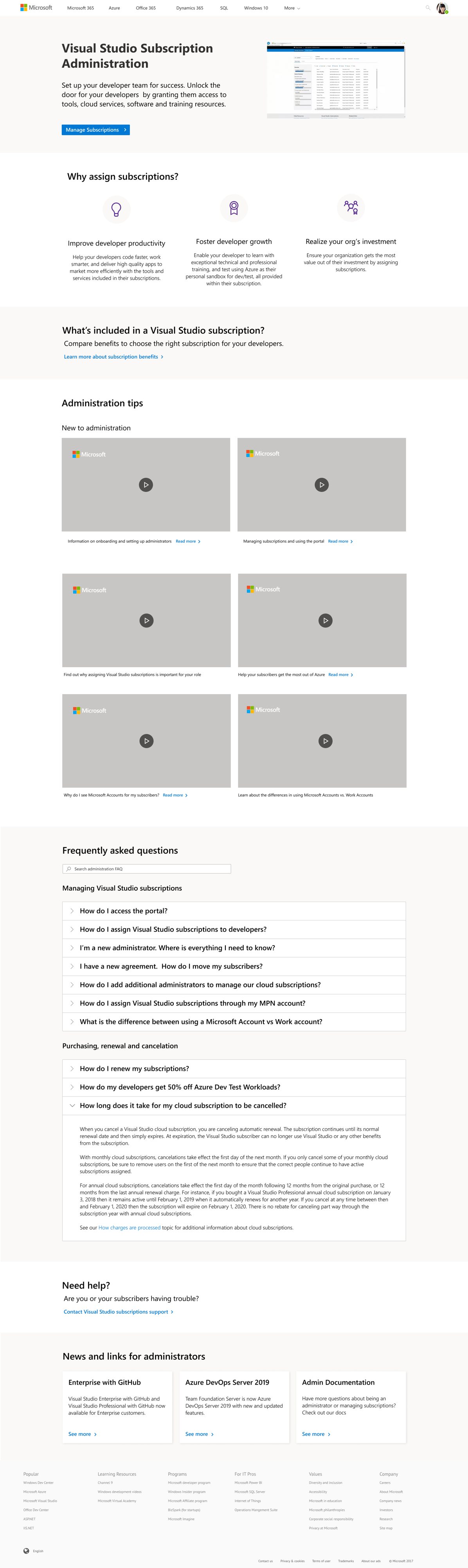 Tall wireframe of the subscriptions dashboard